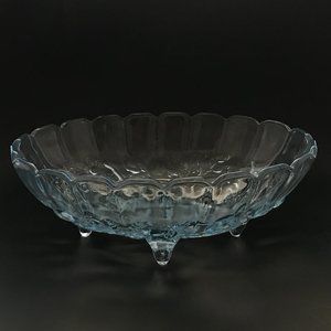 VTG "Presentations" Light Blue Scalloped Rim Crystal Fruit Bowl Indiana Glass Co